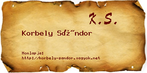 Korbely Sándor névjegykártya